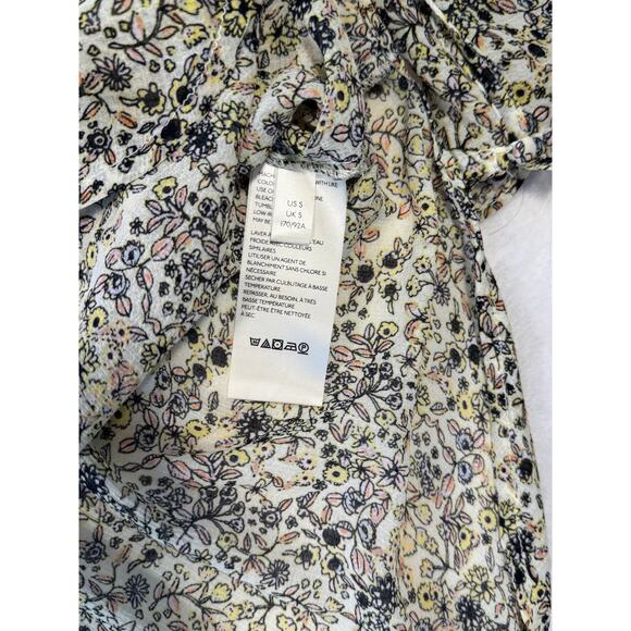 Free People Ivory Cream Floral Top Ruffle Pleated Blouse Peasant Boho Small M9| - Picture 11 of 11